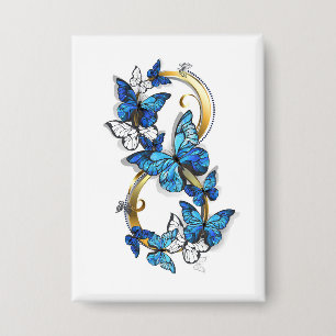 Symbol Infinity of Blue Morpho Butterflies Button