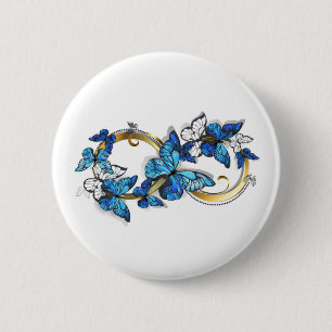 Symbol Infinity of Blue Morpho Butterflies Button
