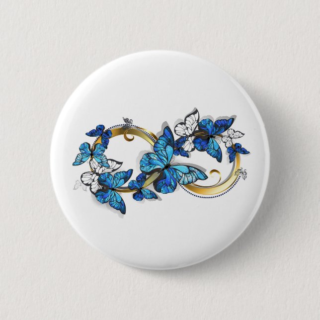 Symbol Infinity of Blue Morpho Butterflies Button (Front)