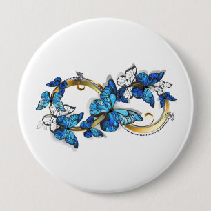 Symbol Infinity of Blue Morpho Butterflies Button