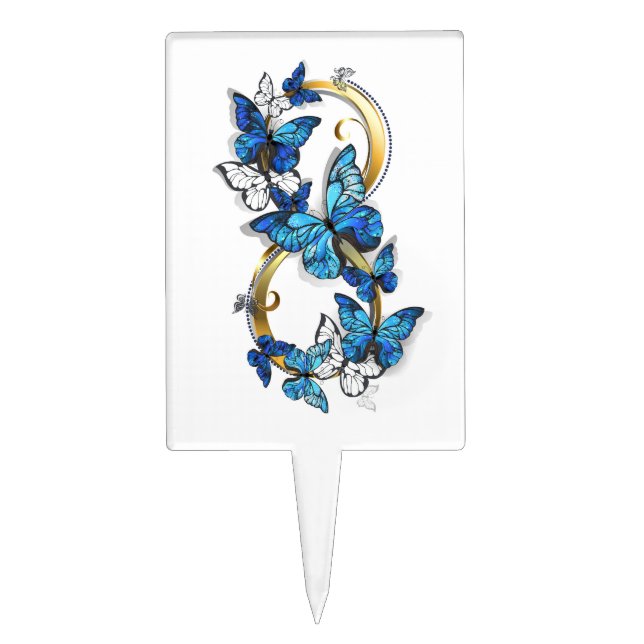 Symbol Infinity of Blue Morpho Butterflies Cake Topper (Front)