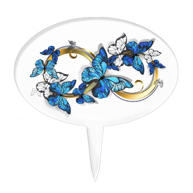 Symbol Infinity of Blue Morpho Butterflies Cake Topper (Front)