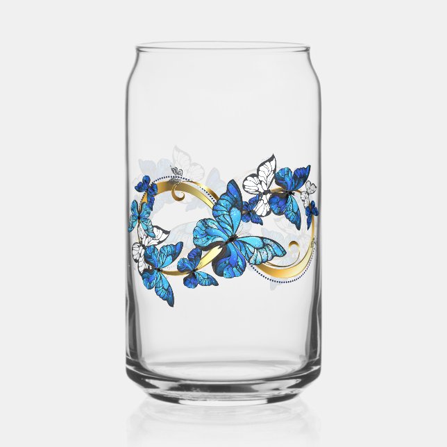 Symbol Infinity of Blue Morpho Butterflies Can Glass (Front)