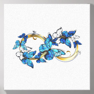 Symbol Infinity of Blue Morpho Butterflies Canvas Photo Tile