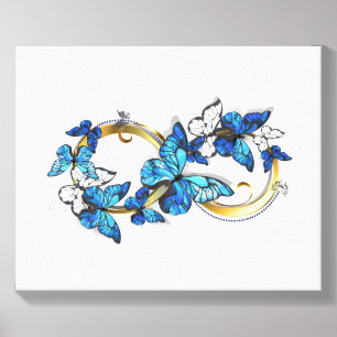 Symbol Infinity of Blue Morpho Butterflies Canvas Photo Tile
