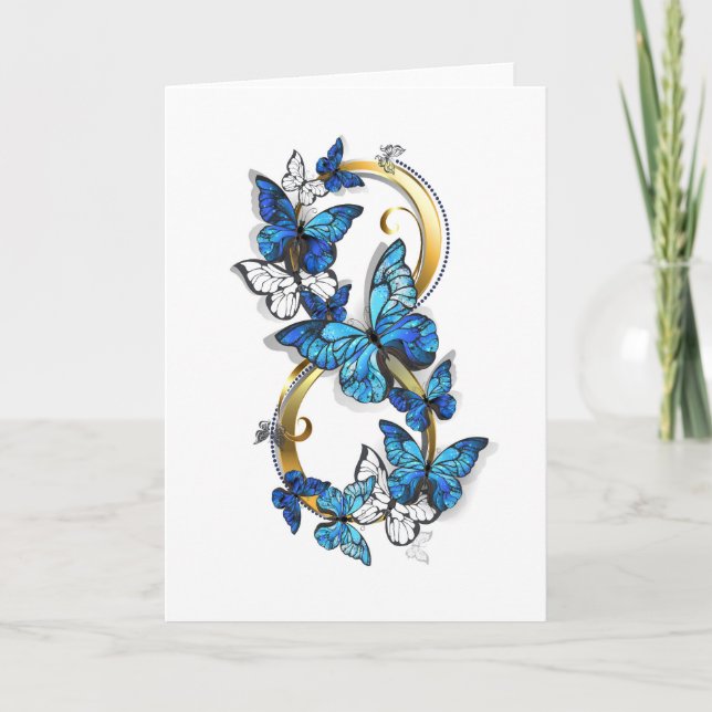 Symbol Infinity of Blue Morpho Butterflies Card (Front)