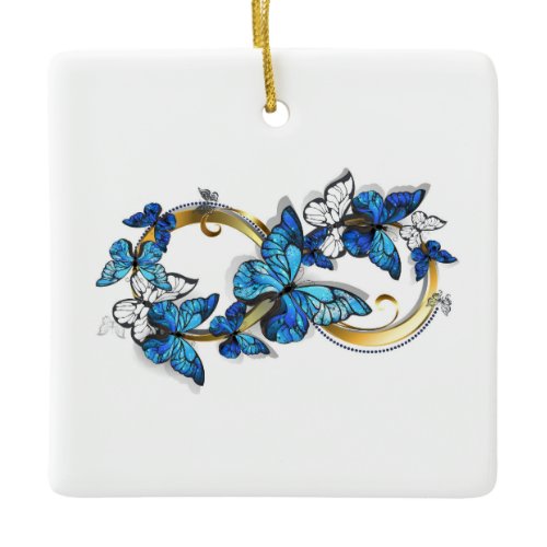 Symbol Infinity of Blue Morpho Butterflies Ceramic Ornament