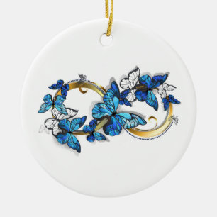 Symbol Infinity of Blue Morpho Butterflies Ceramic Ornament