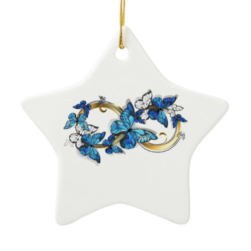 Symbol Infinity of Blue Morpho Butterflies Ceramic Ornament