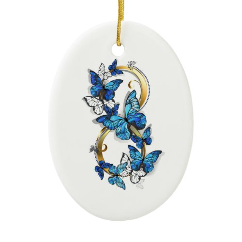 Symbol Infinity of Blue Morpho Butterflies Ceramic Ornament