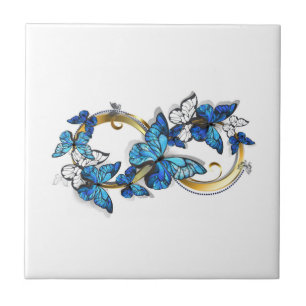 Symbol Infinity of Blue Morpho Butterflies Ceramic Tile