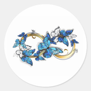 Symbol Infinity of Blue Morpho Butterflies Classic Round Sticker