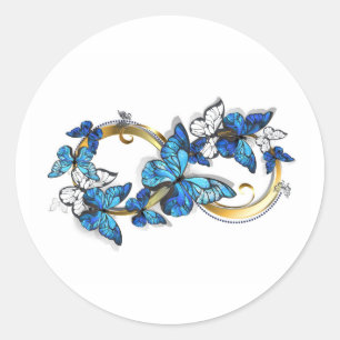 Symbol Infinity of Blue Morpho Butterflies Classic Round Sticker