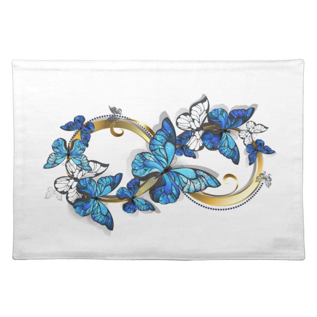 Symbol Infinity of Blue Morpho Butterflies Cloth Placemat (Front)