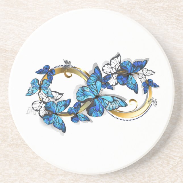 Symbol Infinity of Blue Morpho Butterflies Coaster (Front)