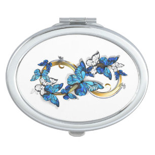 Symbol Infinity of Blue Morpho Butterflies Compact Mirror