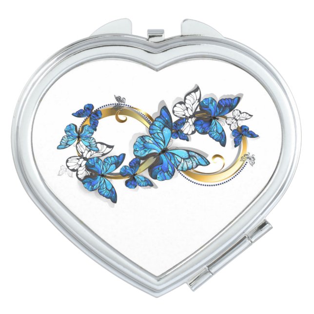Symbol Infinity of Blue Morpho Butterflies Compact Mirror (Front)