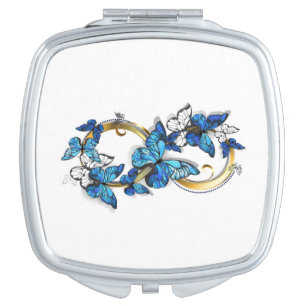 Symbol Infinity of Blue Morpho Butterflies Compact Mirror