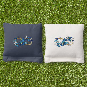 Symbol Infinity of Blue Morpho Butterflies Cornhole Bags