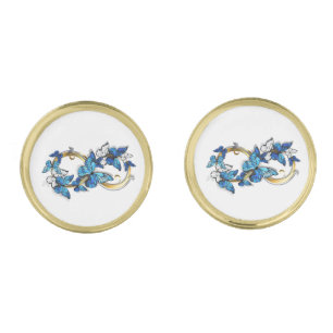 Symbol Infinity of Blue Morpho Butterflies Cufflinks