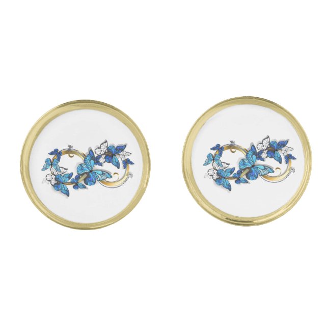 Symbol Infinity of Blue Morpho Butterflies Cufflinks (Front)
