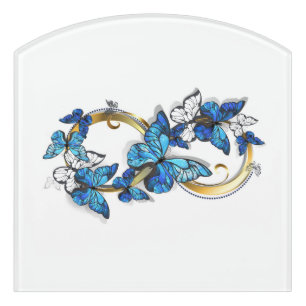 Symbol Infinity of Blue Morpho Butterflies Door Sign