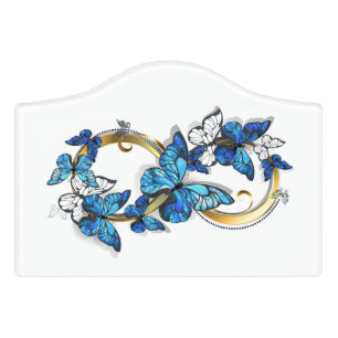 Symbol Infinity of Blue Morpho Butterflies Door Sign