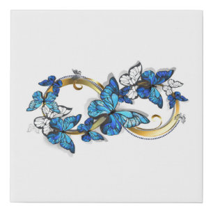 Symbol Infinity of Blue Morpho Butterflies Faux Canvas Print