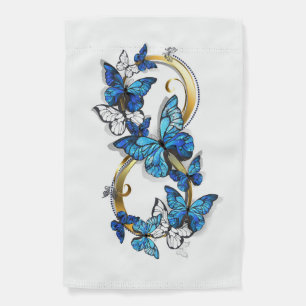 Symbol Infinity of Blue Morpho Butterflies Garden Flag