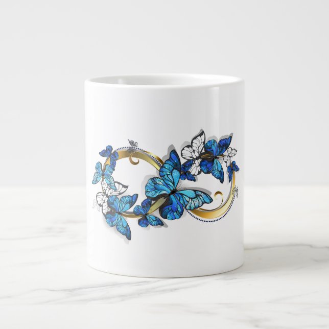 Symbol Infinity of Blue Morpho Butterflies Giant Coffee Mug (Front)