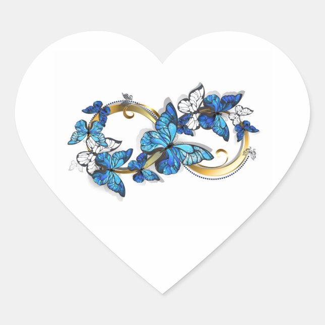 Symbol Infinity of Blue Morpho Butterflies Heart Sticker (Front)