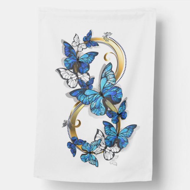 Symbol Infinity of Blue Morpho Butterflies House Flag (Front)