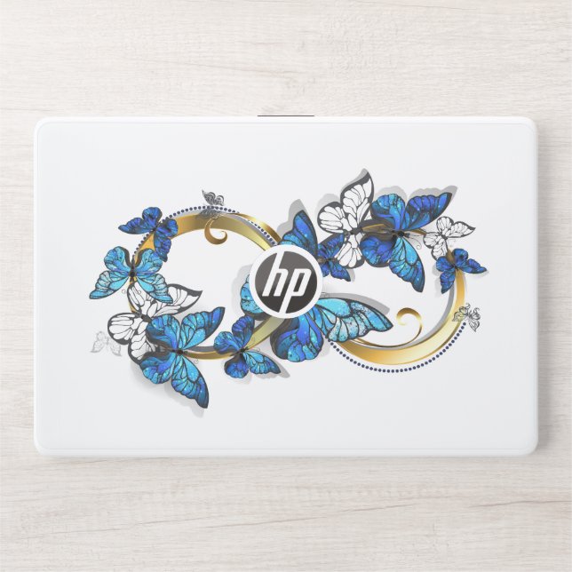 Symbol Infinity of Blue Morpho Butterflies HP Laptop Skin (Front)