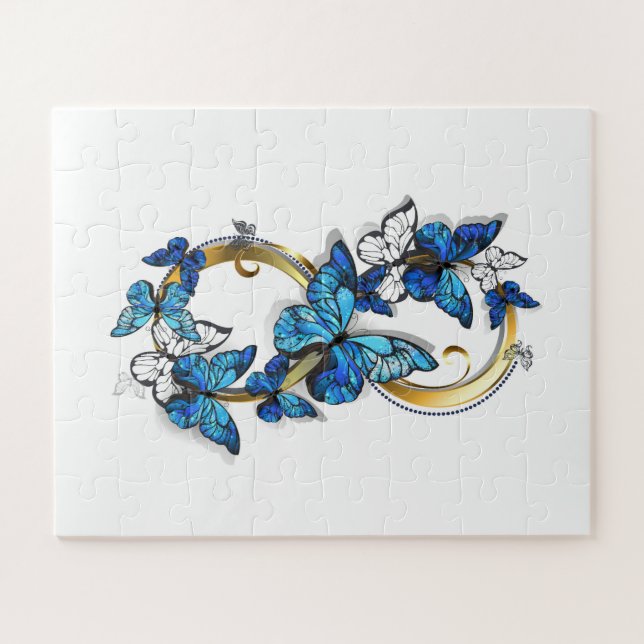Symbol Infinity of Blue Morpho Butterflies Jigsaw Puzzle (Horizontal)