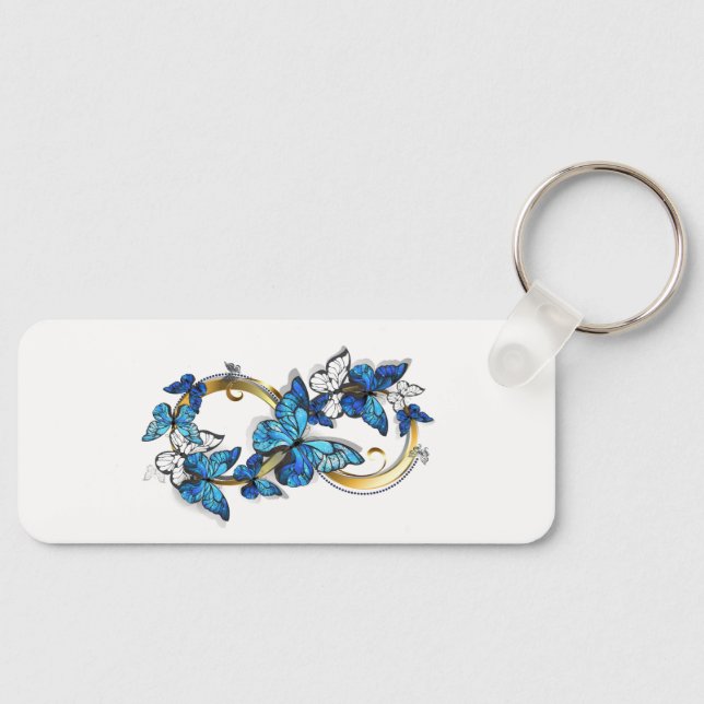 Symbol Infinity of Blue Morpho Butterflies Keychain (Front)