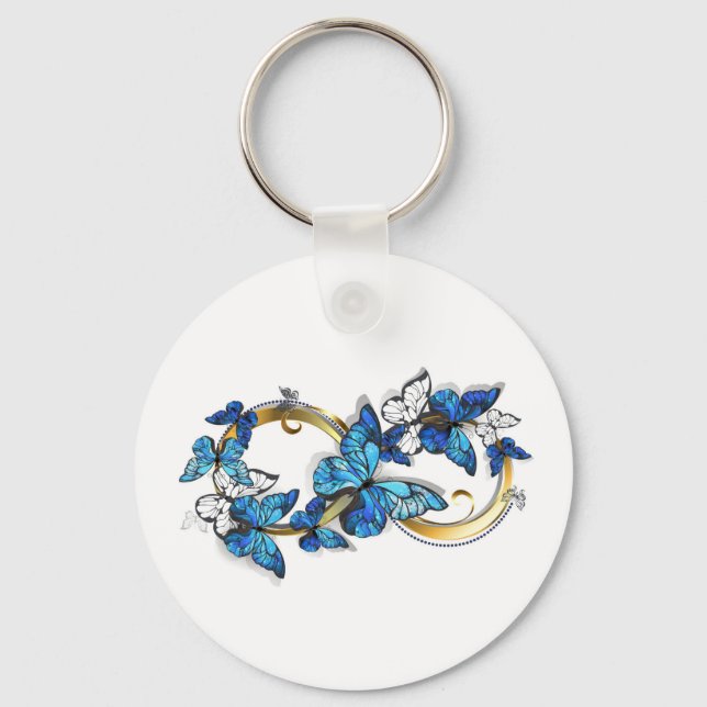 Symbol Infinity of Blue Morpho Butterflies Keychain (Front)