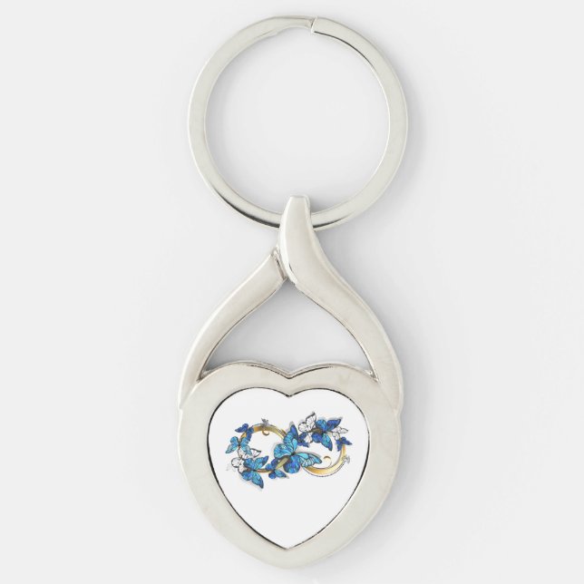Symbol Infinity of Blue Morpho Butterflies Keychain (Front)