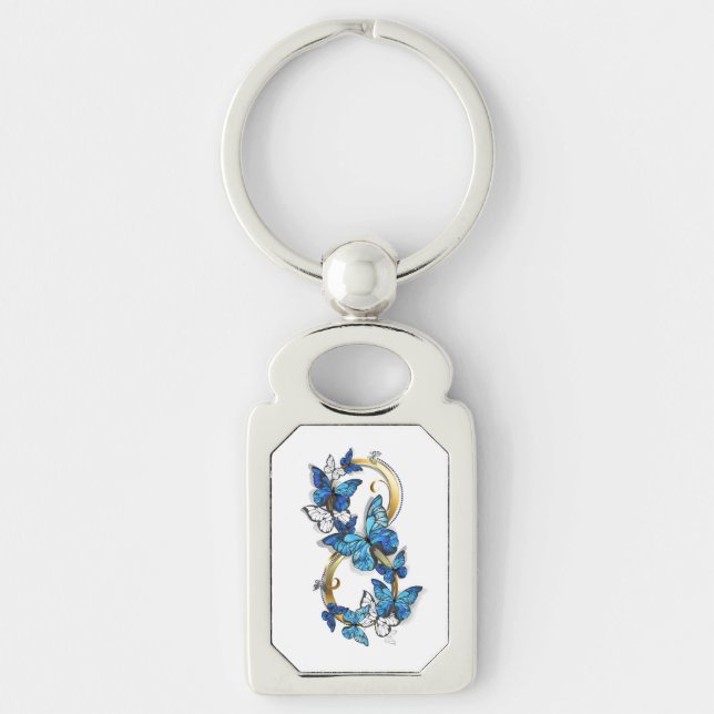 Symbol Infinity of Blue Morpho Butterflies Keychain (Front)
