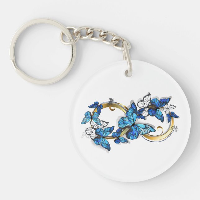 Symbol Infinity of Blue Morpho Butterflies Keychain (Front)