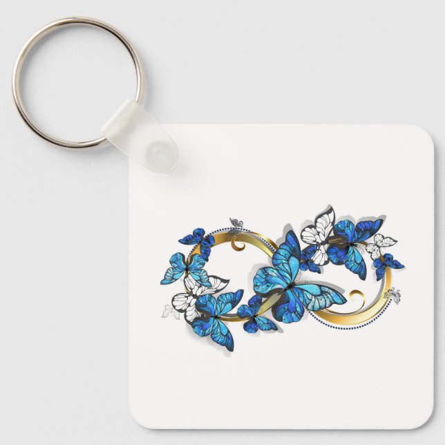 Symbol Infinity of Blue Morpho Butterflies Keychain (Front)