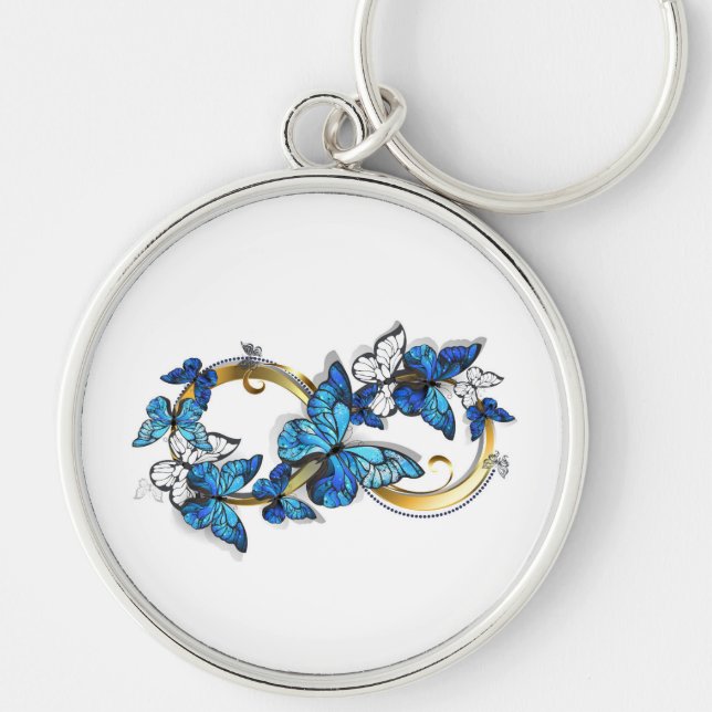 Symbol Infinity of Blue Morpho Butterflies Keychain (Front)