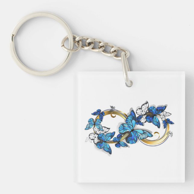 Symbol Infinity of Blue Morpho Butterflies Keychain (Front)