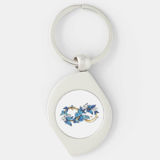 Symbol Infinity of Blue Morpho Butterflies Keychain (Front)