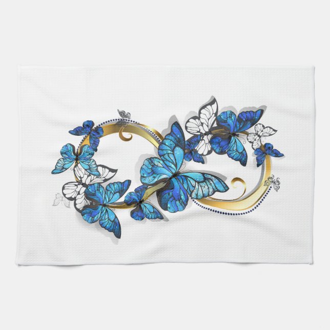 Symbol Infinity of Blue Morpho Butterflies Kitchen Towel (Horizontal)