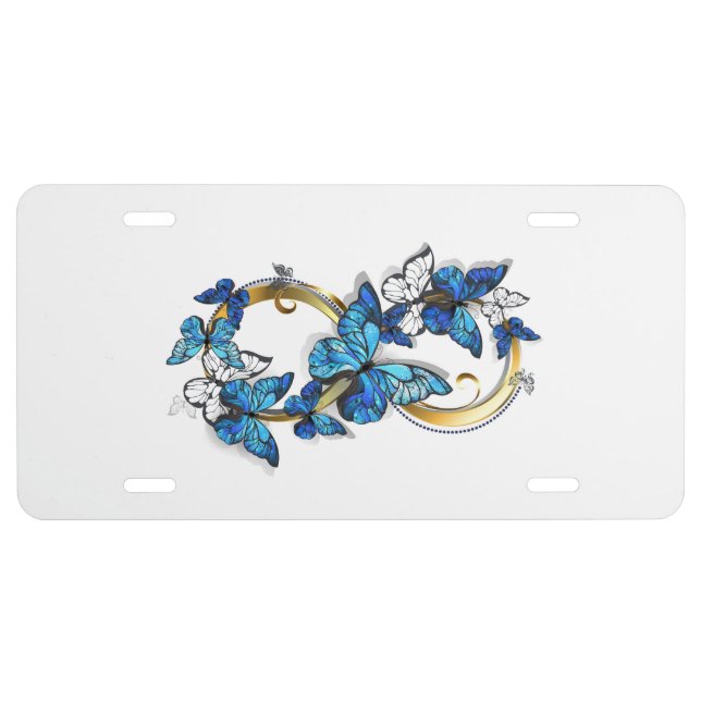 Symbol Infinity of Blue Morpho Butterflies License Plate (Front)