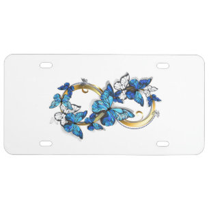 Symbol Infinity of Blue Morpho Butterflies License Plate