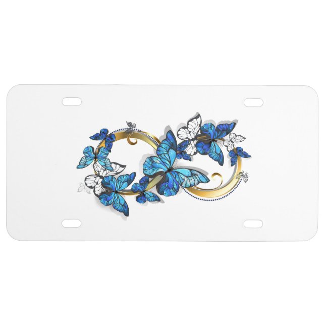 Symbol Infinity of Blue Morpho Butterflies License Plate (Front)