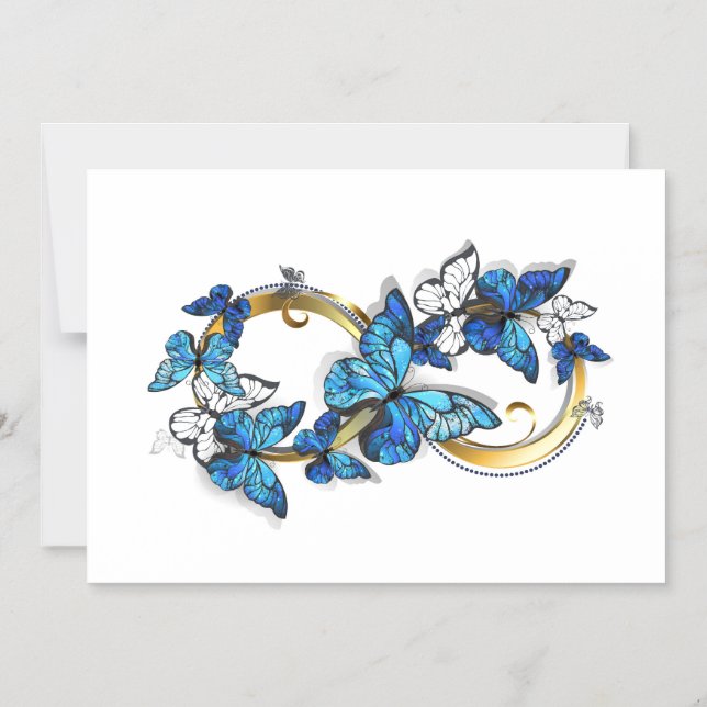 Symbol Infinity of Blue Morpho Butterflies Magnetic Invitation (Front)