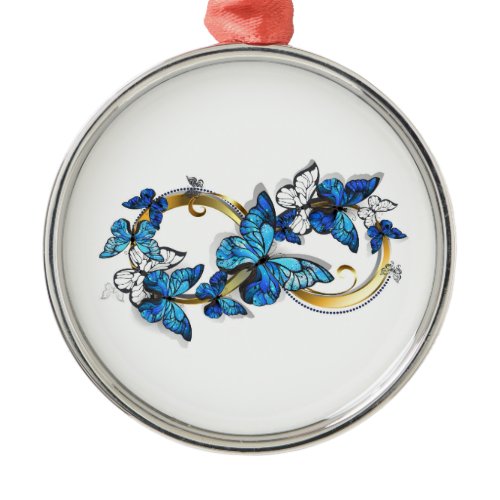 Symbol Infinity of Blue Morpho Butterflies Metal Ornament