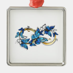 Symbol Infinity of Blue Morpho Butterflies Metal Ornament